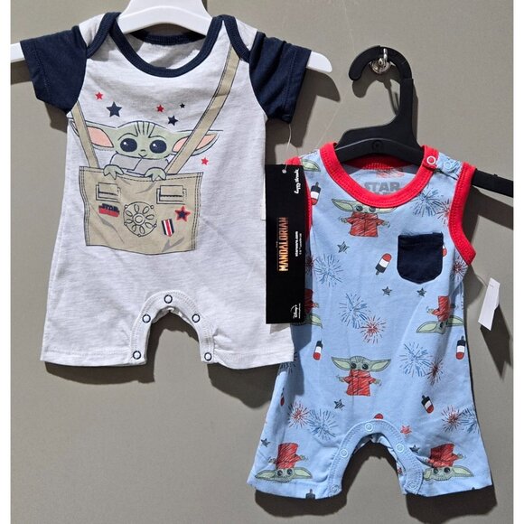 Star Wars The Mandalorian Boys' 2 Pack Patriotic Romper Set - Picture 1 of 11